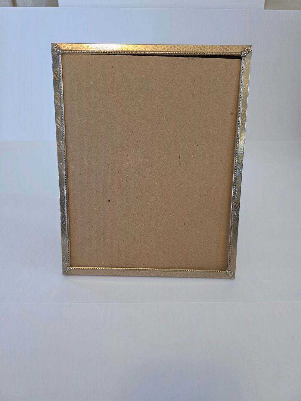 Vintage Gold Tone Art Deco MCM Burgundy Back Tabletop Easel Wall Hanger 8 X 10